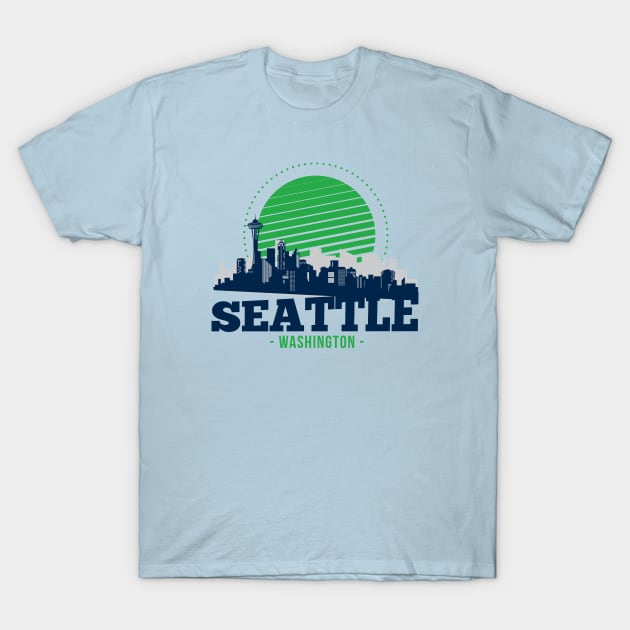 Retro Seattle, Washington Skyline T-Shirt by SLAG_Creative